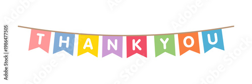 Colorful bunting flags with thank you text vector