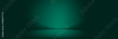 Dark green studio space. Abstract Limbo background. 3D background for product presentation. Minimalist wall view.