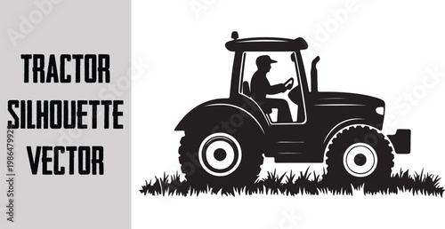 Tractor machine silhouette, construction and agricultural vehicle