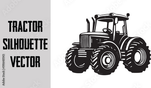 Agricultural tractor icon, farm machinery silhouette vector