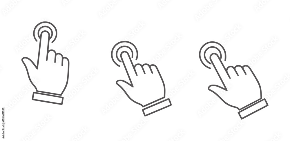 Fototapeta premium Three hand cursor indicating touch or click action select