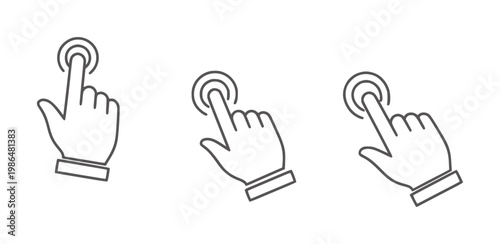 Three hand cursor indicating touch or click action select