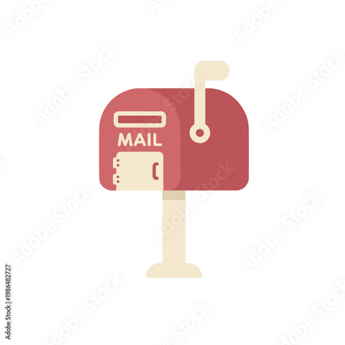 Cute Rounded Retro Mailbox Post Icon Vector