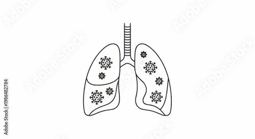 Human Lungs Infected with Viruses Representing Respiratory Illness.