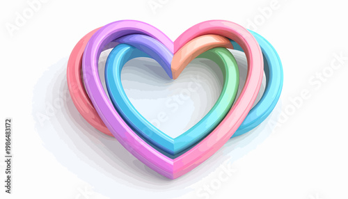 Intertwined Heart Shapes in Pastel Colors Representing Love, Connection, and Unity