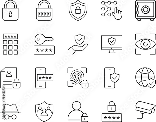 Cyber Security Data Protection Privacy Access Control Icons