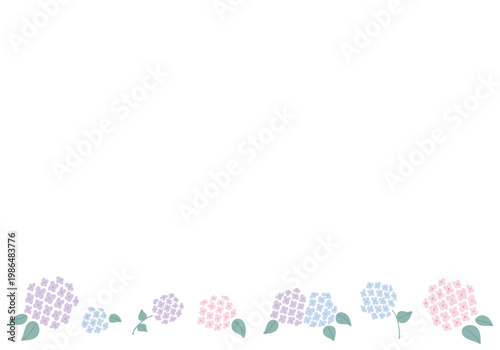 シンプルな紫陽花の花のフレーム