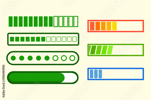 Set of vector loading icons. loading bar progress icon. Download progress. Collection Loading status bar