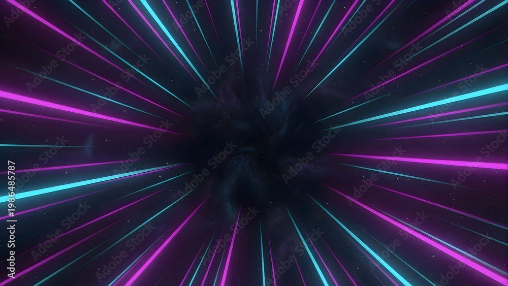 Fototapeta premium Cyan and Pink Hyper-speed Warp Zone in Deep Space