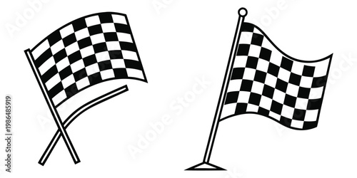 Checkered Racing Flags Vector Icon Set