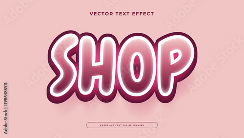 High quality 3d pink shop text effect style for branding and promotion