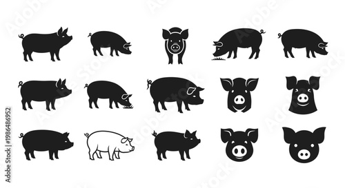 Black Silhouette of an Octopus with Tentacles Curled and Waving Gracefully Against a White Background, Symbolizing Underwater Life and Deep Sea Mysteries