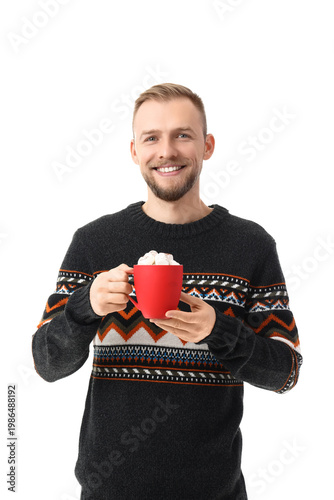Young man in winter sweater...