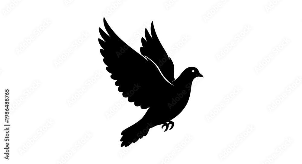 Fototapeta premium Graceful dove in flight, a timeless silhouette symbolizing peace, freedom, and spiritual serenity, perfect for conveying hope and new beginnings with elegant simplicity
