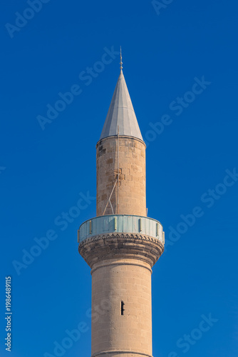 Mosque Minaret under Blue Sky in Larnaca Cyprus