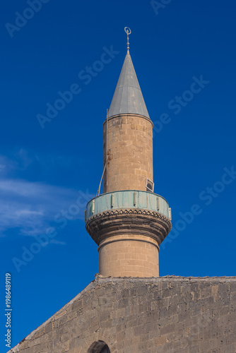 Mosque Minaret under Blue Sky in Larnaca Cyprus