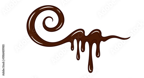 Dripping Chocolate Swirl Design Element - Sweet Treat Illustration