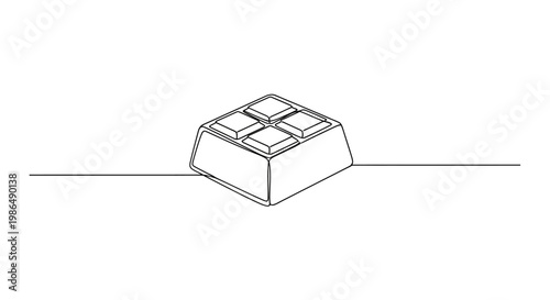 Minimalist single line drawing of a keyboard keycap, abstract concept, isolated on white background.