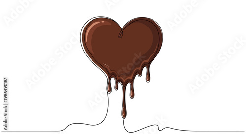 Melting Chocolate Heart Shape on White Background