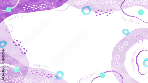 海の中の水彩背景フレーム 優しい夏の淡い色彩と抽象的なイラスト枠