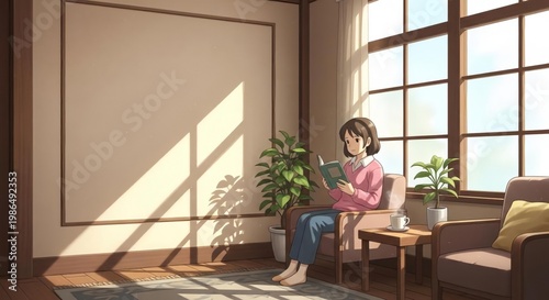 Cozy Reading Nook with Natural Light and Indoor Plants