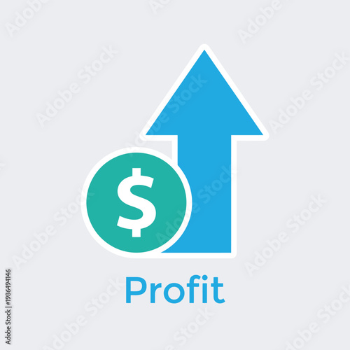 Increasing Profit Growth Arrow with Dollar Sign, blue, finance concept for business success