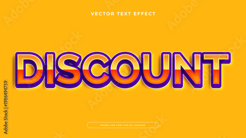 Eye catching orange and purple discount text effect for promotional events