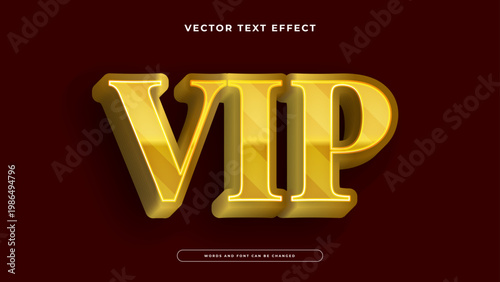 Luxury golden 3D VIP text effect with shiny metallic finish and elegant bold style