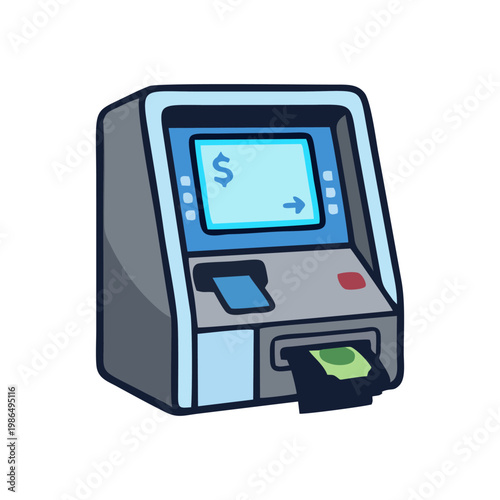 Automated Cash Terminal Processes Currency Withdrawals And Electronic Transactions