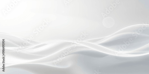 Elegant white silk and satin fabric background featuring soft flowing waves and smooth curves in a light blue textile pattern design for a graceful motion backdrop illustration