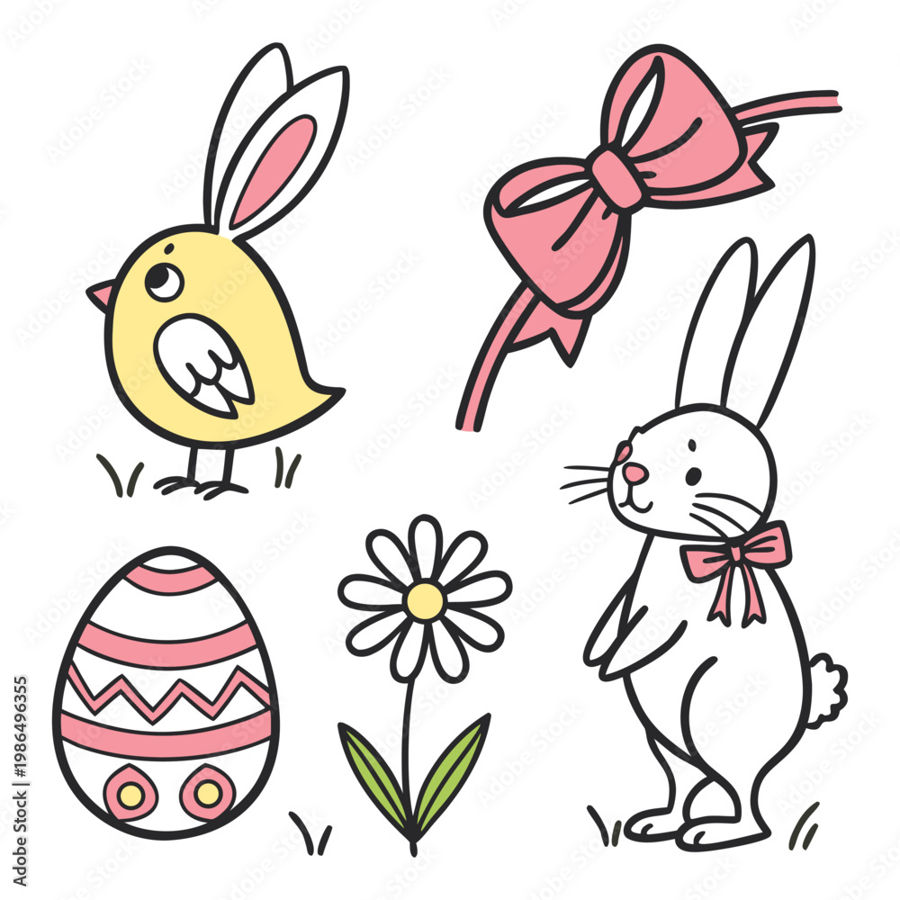 Obraz premium Hand Drawn Easter Icon Collection Set