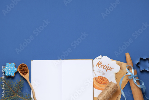 Blank recipe book with roll...
