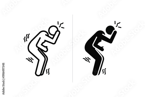 Person feeling unwell with headache and dizziness, pain icon, vector illustration