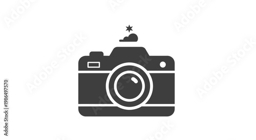 Digital Camera Icon with Flash Sparkle - Vector Graphic