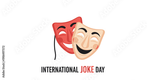Comedy Masks for International Joke Day, Representing Laughter and Fun