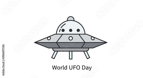 Flying Saucer UFO Cartoon - World UFO Day Celebration