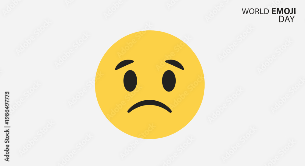 Fototapeta premium Sad Emoji Face Icon, World Emoji Day