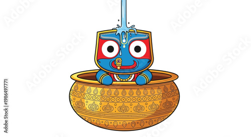 Stylized depiction of large expressive eyes with traditional markings