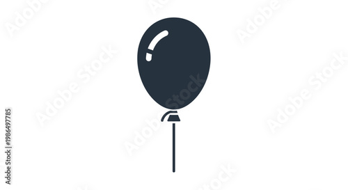 Single Dark Balloon Icon Isolated on White Background, Celebration Graphic
