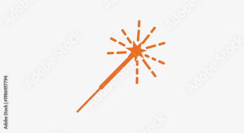 Sparkler Icon Orange Isolated White Background Celebration Graphic