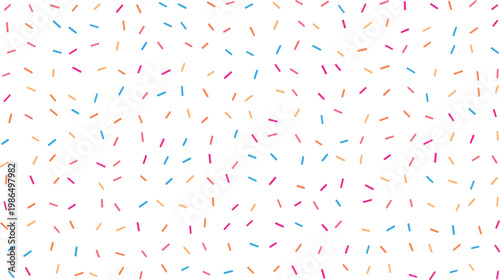 A warm and inviting pattern of colorful sprinkles distributed randomly on a pristine white background