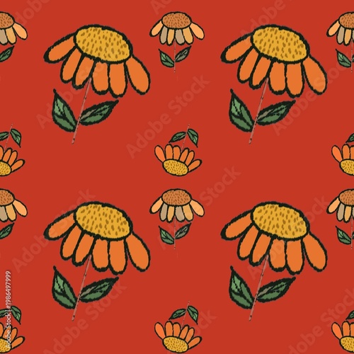 Seamless pattern with cute and beautiful flowers - Floral design endless background - Spring blossom art