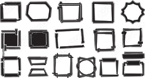 Collection of various black picture frame borders
