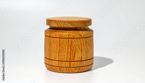 Wooden jar with lid showcasing natural grain and simple