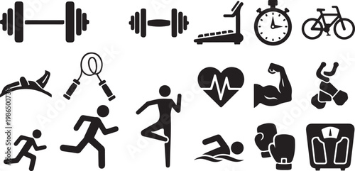 Fitness Icons for Healthy Living and Exercise Routine