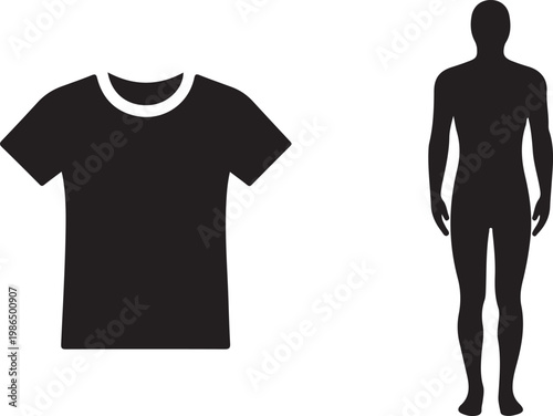 T-shirt and male mannequin silhouette for apparel design and fashion retail Isolated on white background