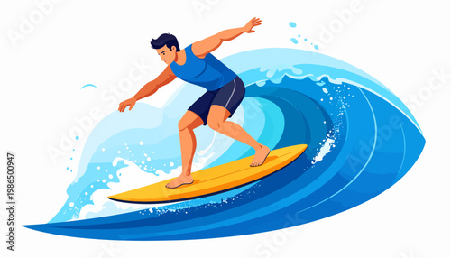 Surfer riding a powerful ocean wave, showcasing skill and enjoying the thrill of watersports in a vibrant depiction of coastal adventure