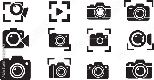 Camera Icons and Symbols in Black and White