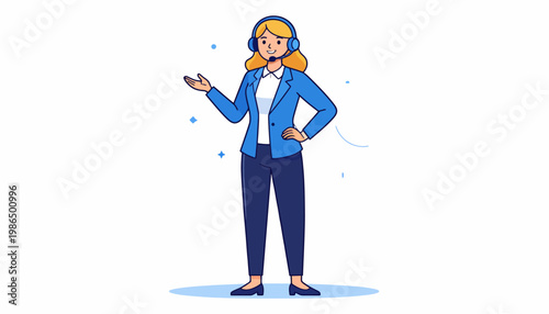 Friendly and professional female customer support representative offering expert assistance with a headset, ready to provide excellent service and solutions in a modern business environment