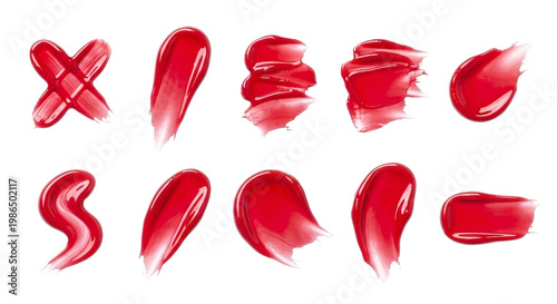 Cosmetic makeup beauty red swatch of lip tint gloss texture png